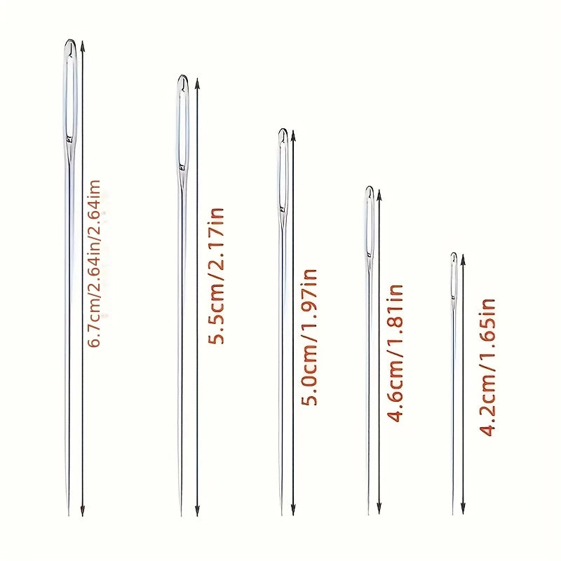 Stainless Steel Sewing Needles with Large Eyes for Yarn & Leather (40-Piece Set)
