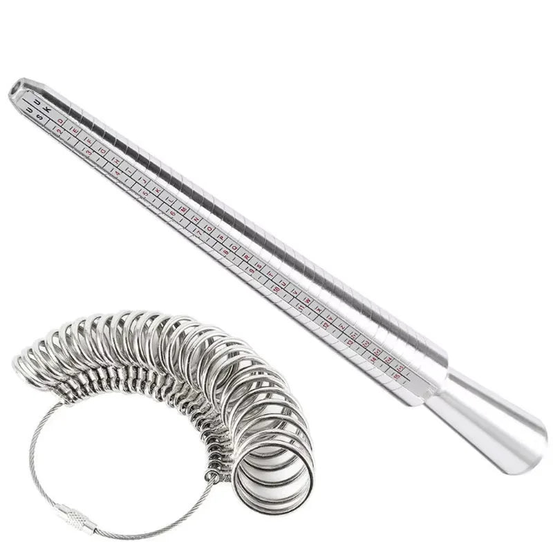 Metal Ring Sizer Mandrel with Stainless Steel Gauge Set