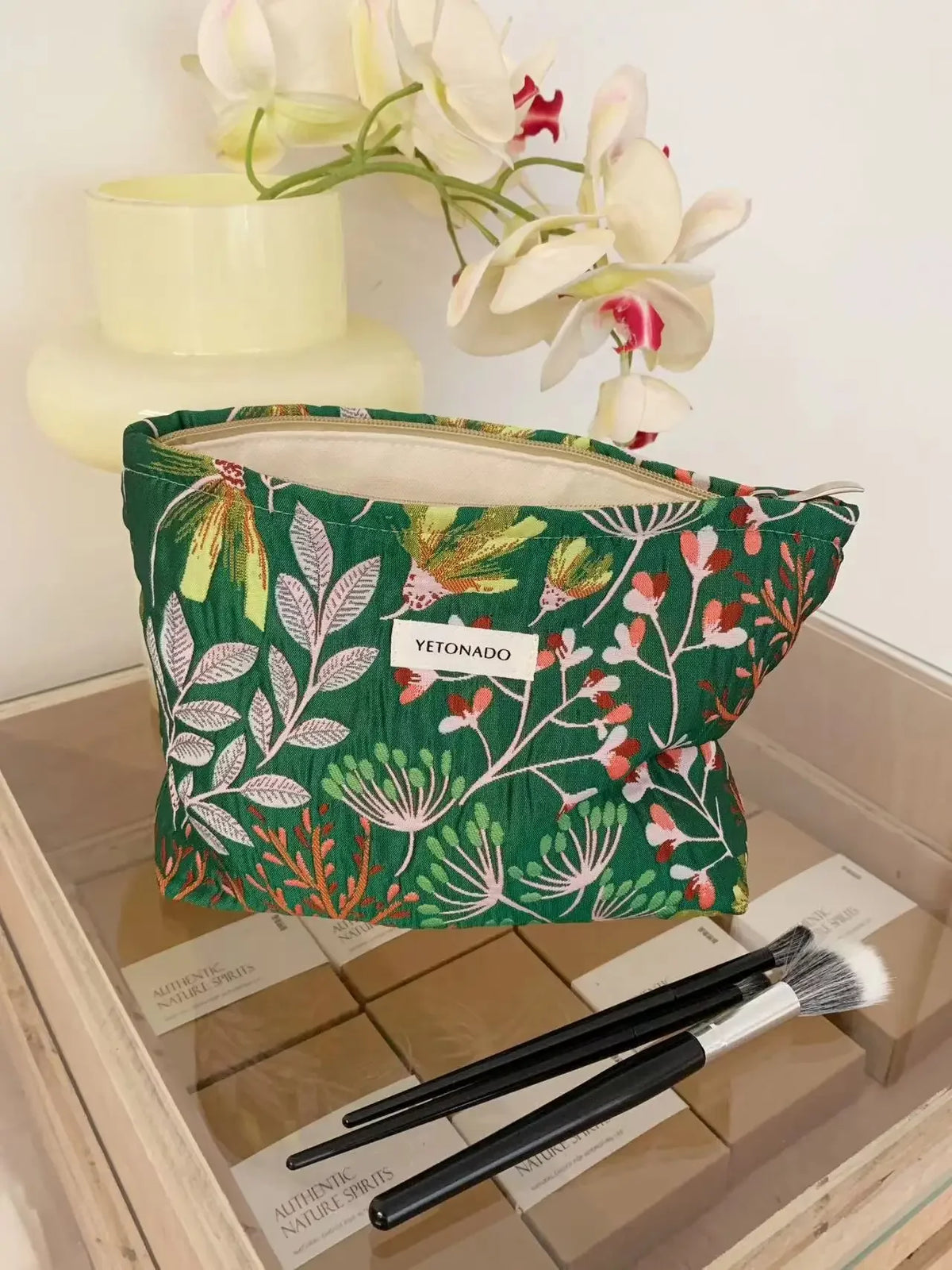 Vintage Floral Cosmetic Bag - Portable Makeup & Toiletry Organizer