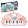 Pink electronic music keyboard toy with a microphone and a matching carrying case
