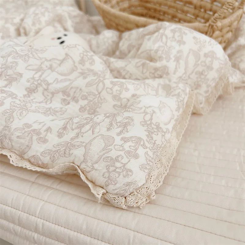 Vintage Floral Cotton Muslin Baby Quilt