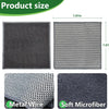 Three views of double-sided non-scratch dishcloths showing microfiber and mesh textures.
