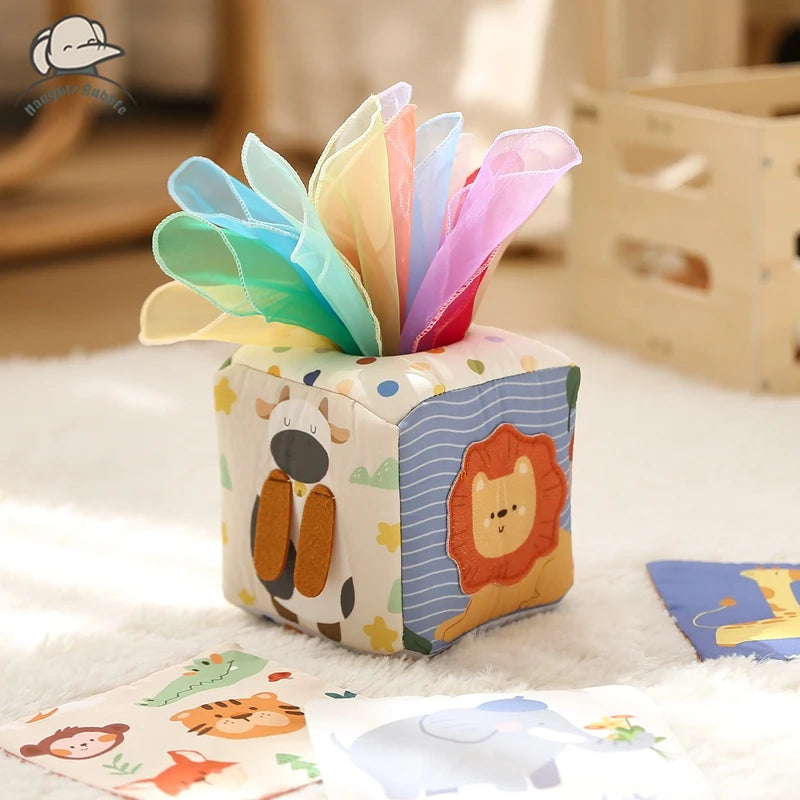 Montessori Cotton Pull-Along Sensory Tissue Box for Babies