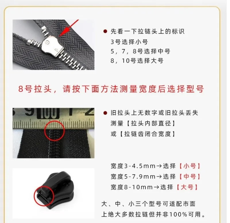 Universal Replacement Zipper Heads for Jackets, Bags & Luggage