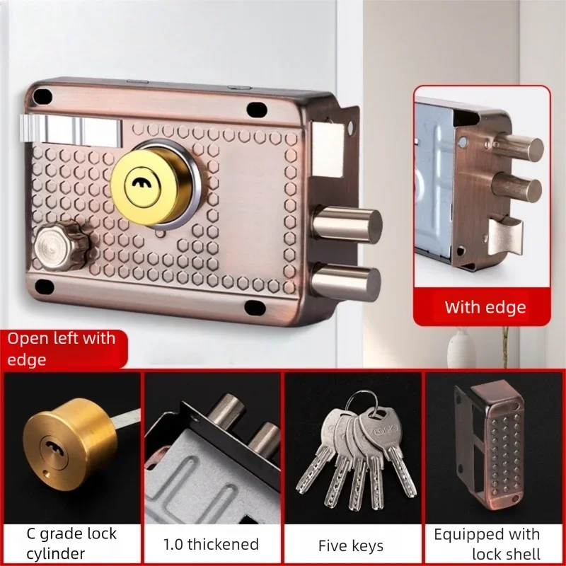 Stainless Steel Exterior Door Lock with 5 Keys