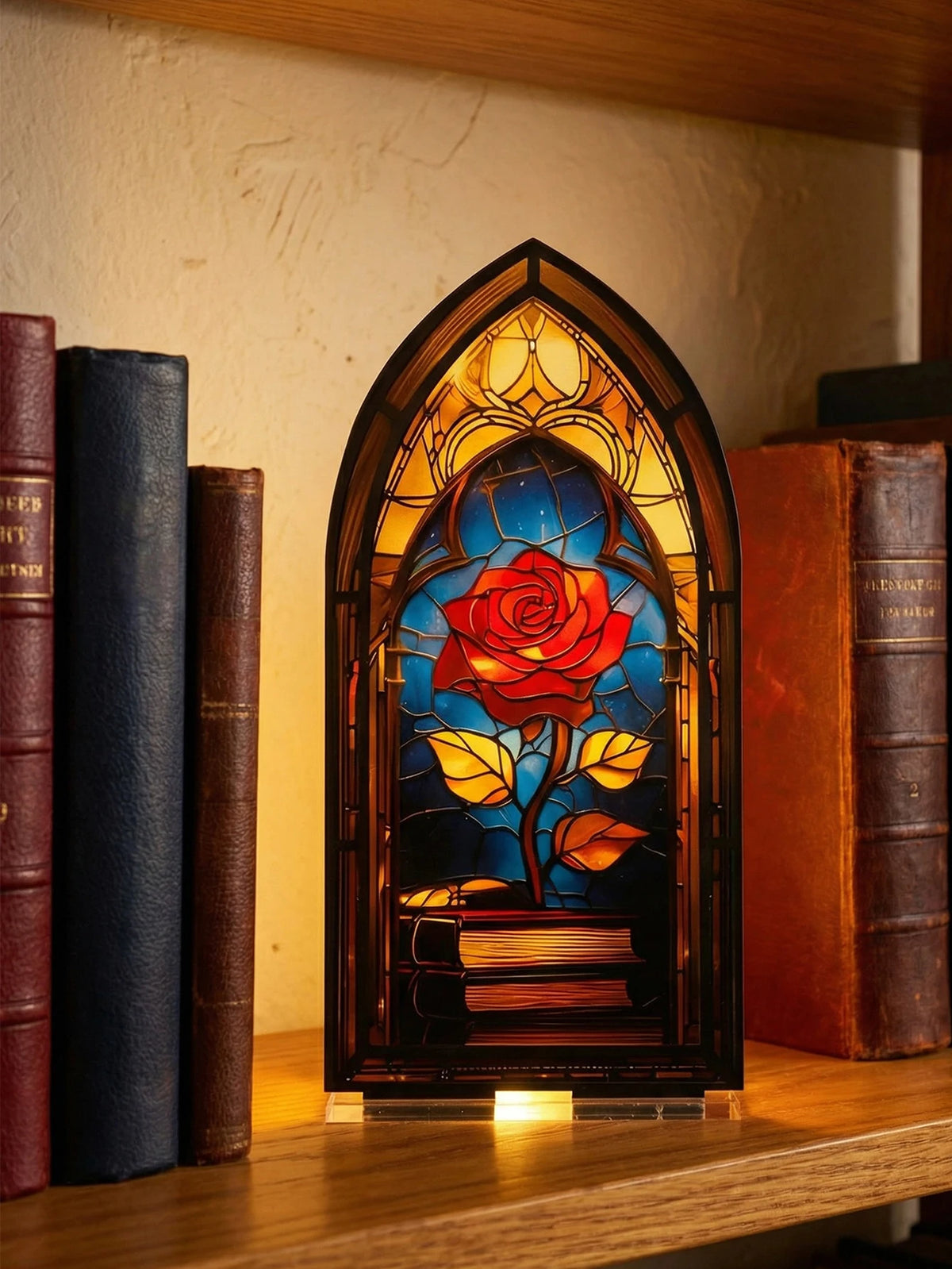 Acrylic Rose Gothic Arch Bookend for Bookshelf Decor