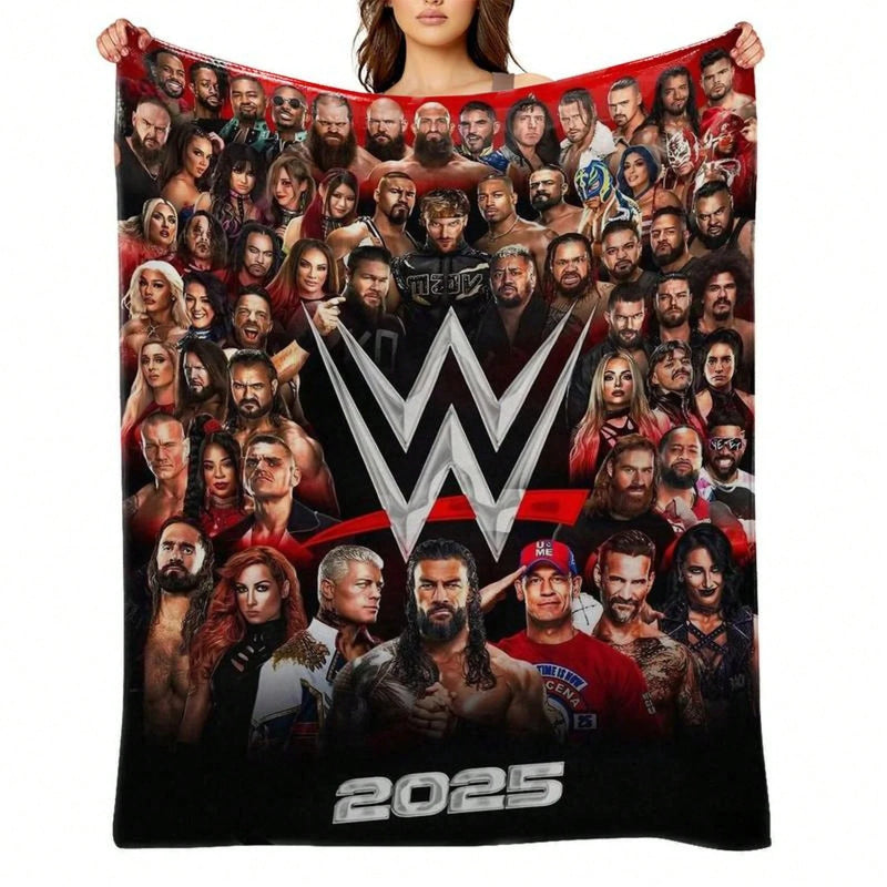 WWE Pro Wrestling Themed Plush Throw Blanket