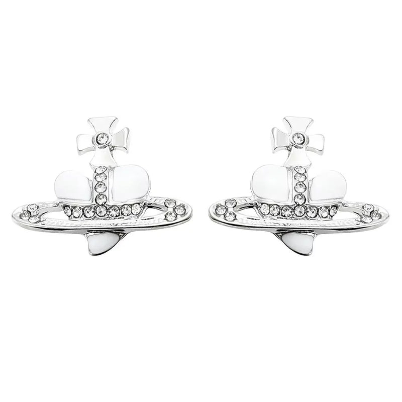 Rhinestone Heart & Saturn Pendant Jewelry Set