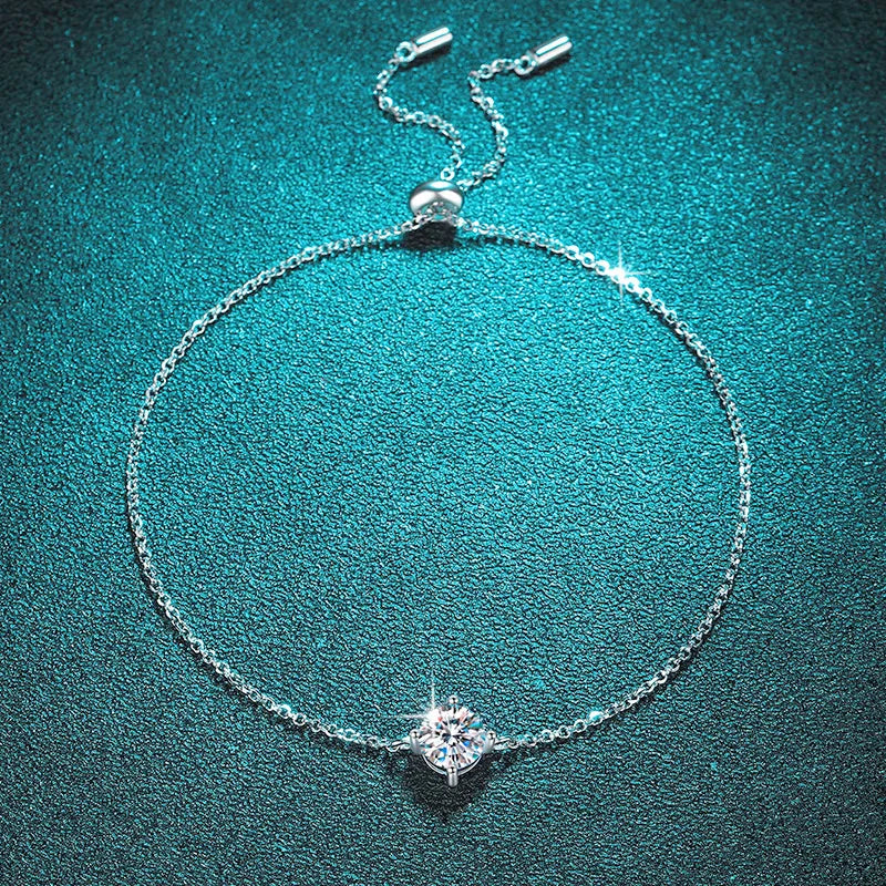 Classic Sterling Silver Moissanite Chain Bracelet