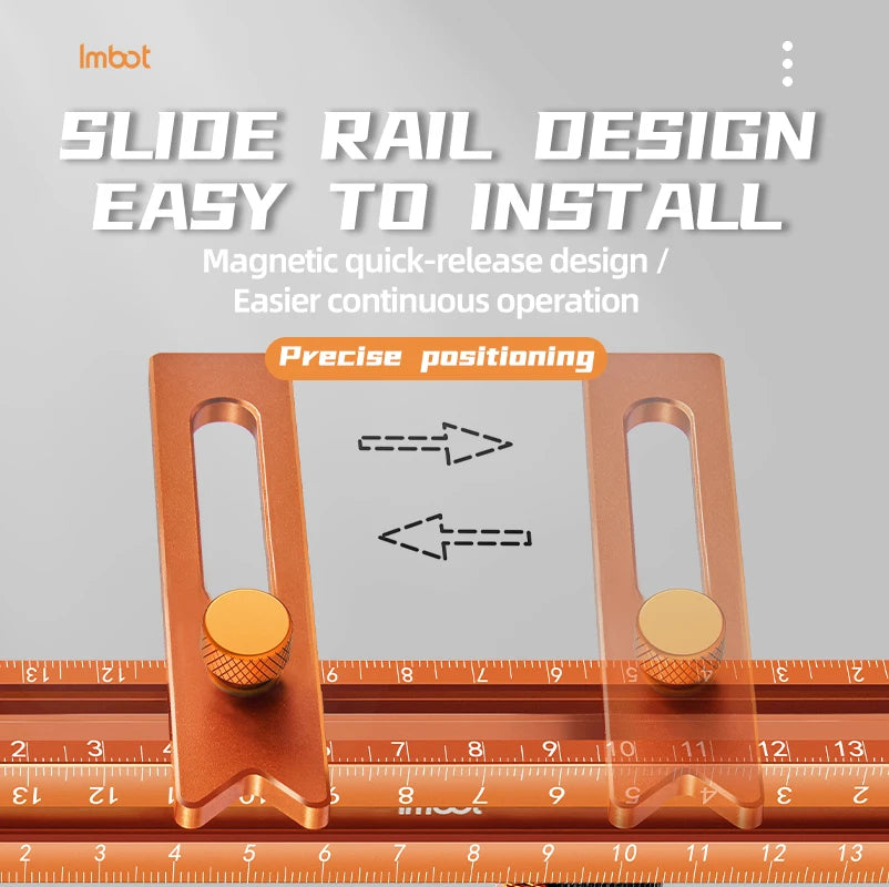Slide rail design magnetic positioning marking ruler for woodworking and installation