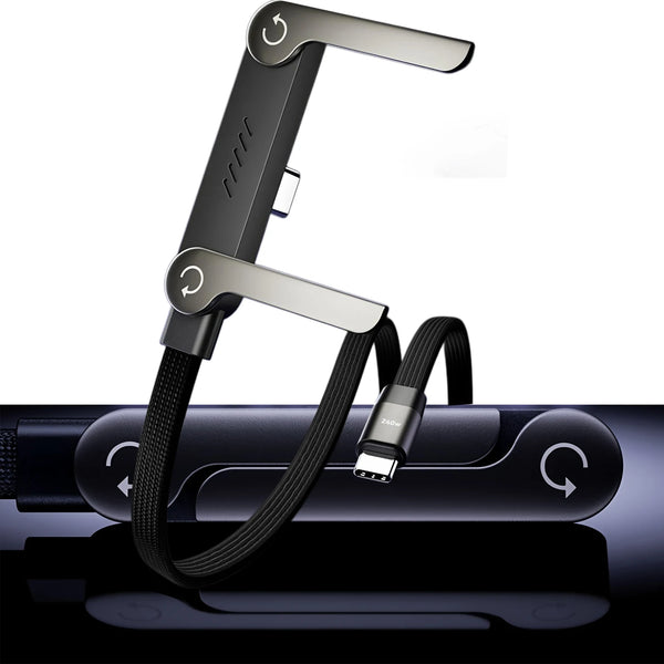 240W Fast Charging Cable with Pop-Up Phone Stand