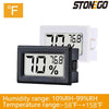 Black digital thermometer and hygrometer with an LCD display showing 70 degrees and 16.8 percent humidity