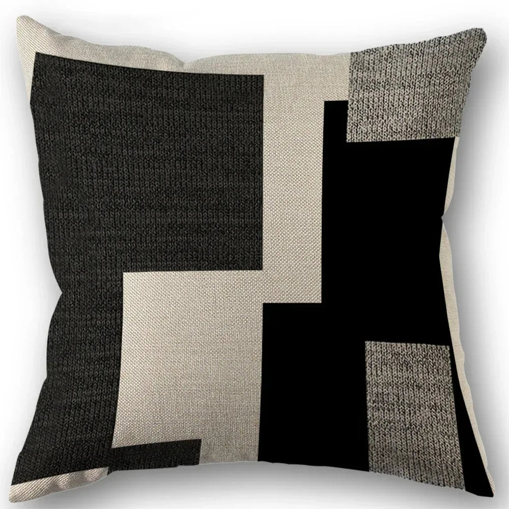 Geometric Black and White Square Pillowcase