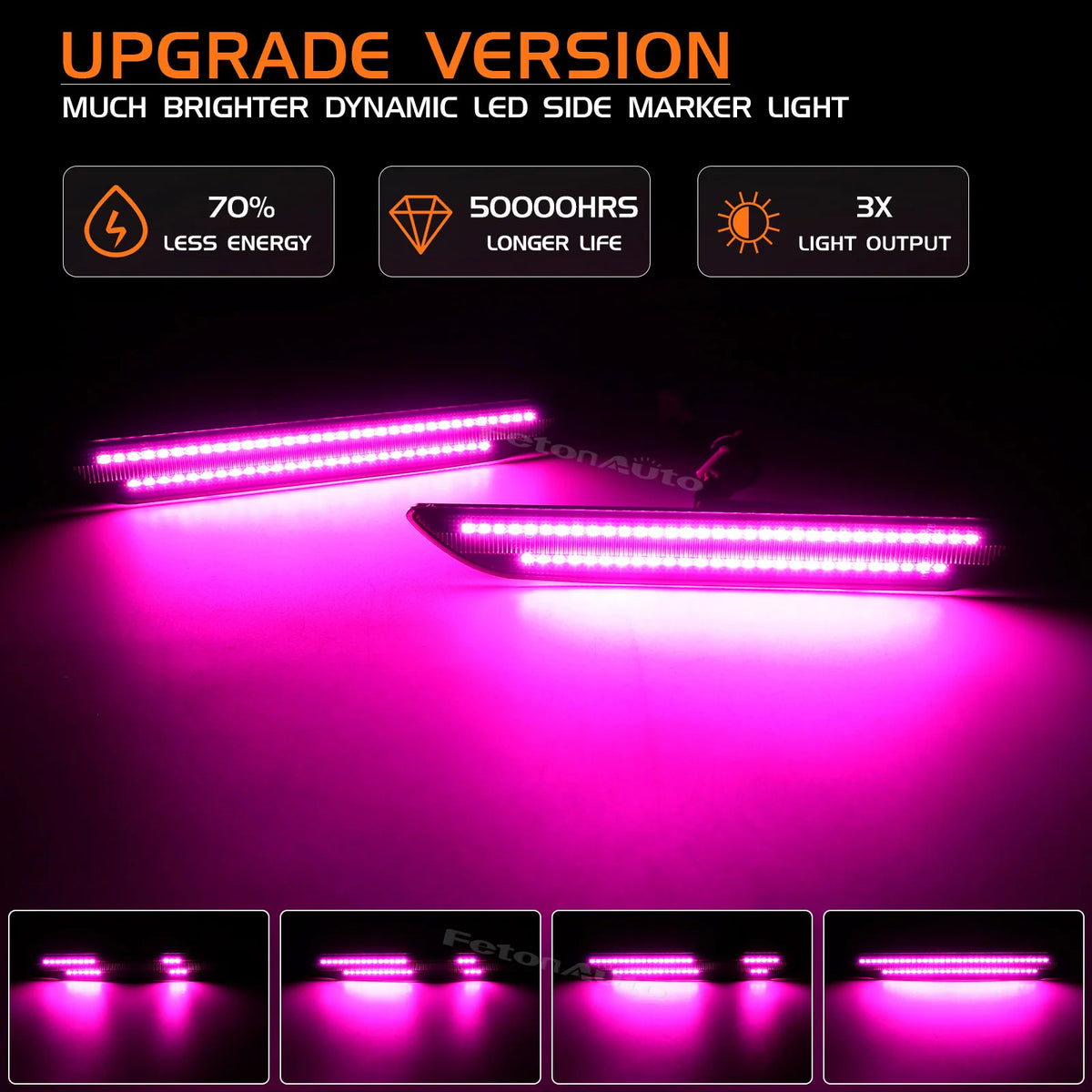 Dynamic LED Side Marker Lights for Ford Mustang 2015-2023
