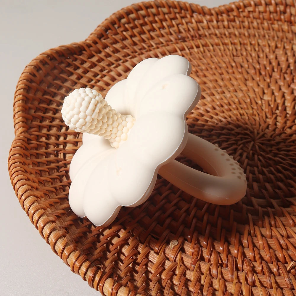 Flower-Shaped Silicone Baby Teether with Easy-Grasp Handle