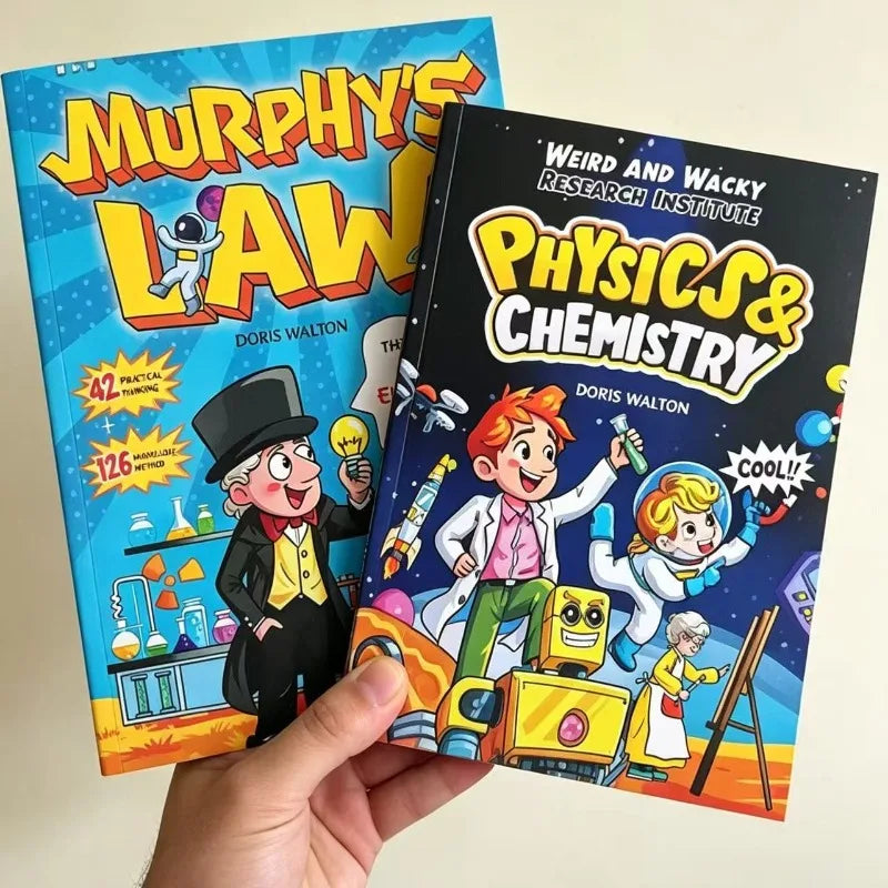 A set of two comic books titled Murphy's Law and Physics & Chemistry by Doris Walton