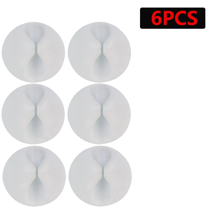 Adhesive Silicone Cable Clips for Desk Organization (6 Pack)