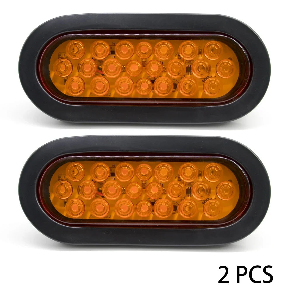 2-Pack 12V/24V LED Oval Tail Light for Trucks and Trailers