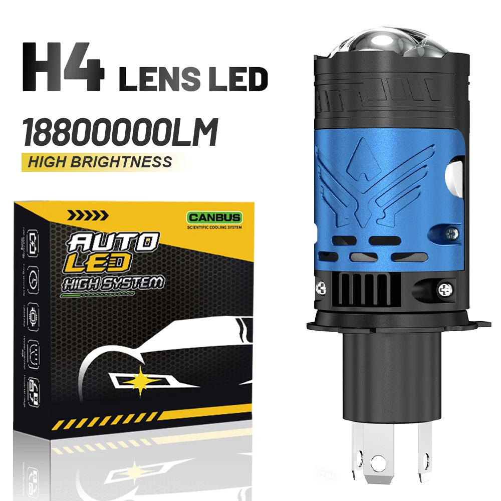 H4 LED lens light bulb with projector lens and cool white light