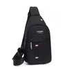 Black men's waterproof fanny pack with an adjustable strap and a fashion instinct logo