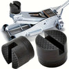 A silver universal rubber jack pad for floor jacks, shown with the protective pads separately.