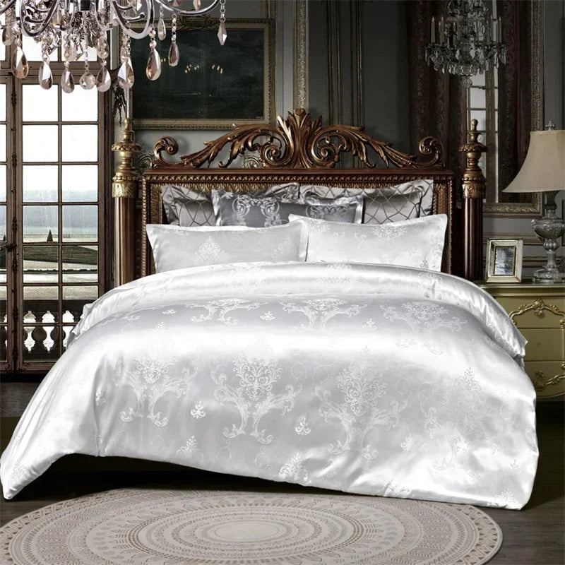 Silver Royal Luxury Duvet Cover Set with Pillowcases