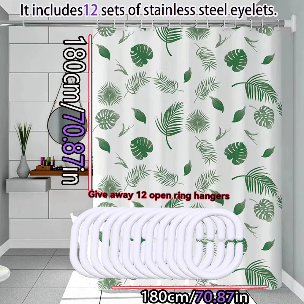 Green Leaves PEVA Shower Curtain