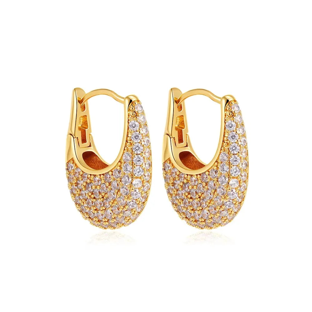 Geometric Gold Plated Huggie Hoop Earrings