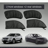 Black breathable mesh window shades for cars and SUVs, showing front and rear window coverings.