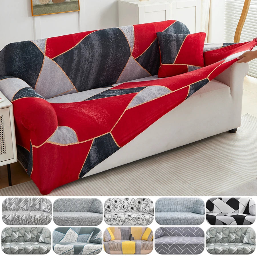 Floral Print Stretch Sofa Cover with Elastic Edge