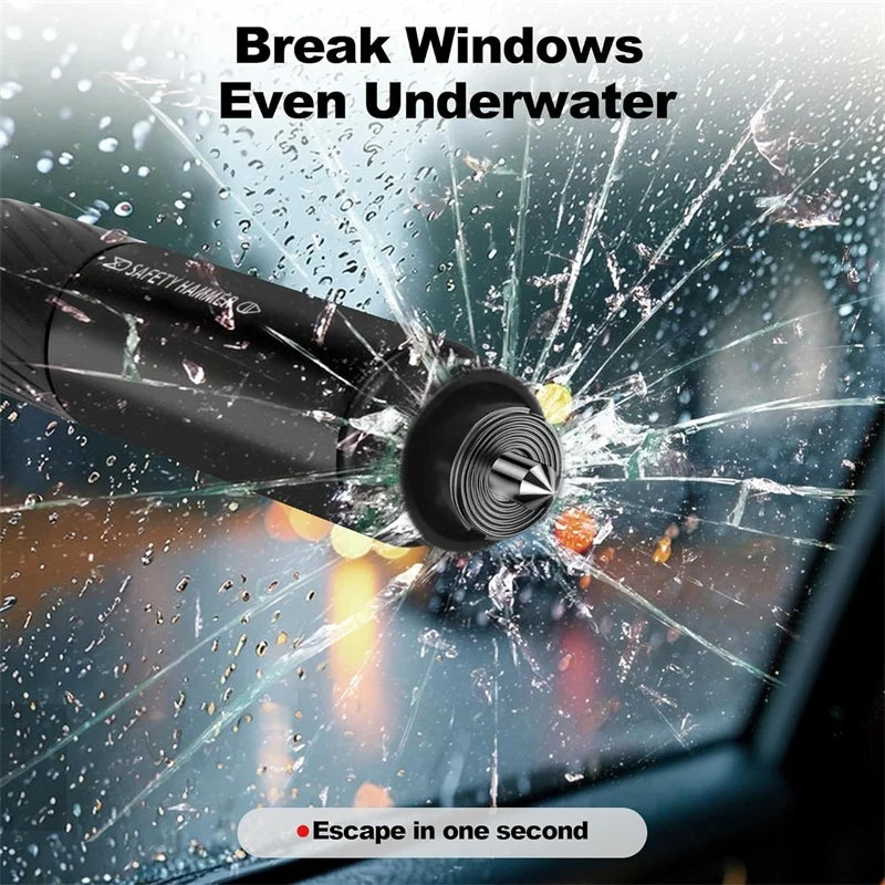 Compact Emergency Car Safety Hammer with Window Breaker & Seatbelt Cutter
