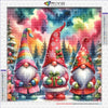 Kit de peinture de diamants avec trois gnomes festifs de Noël dans une forêt hivernale