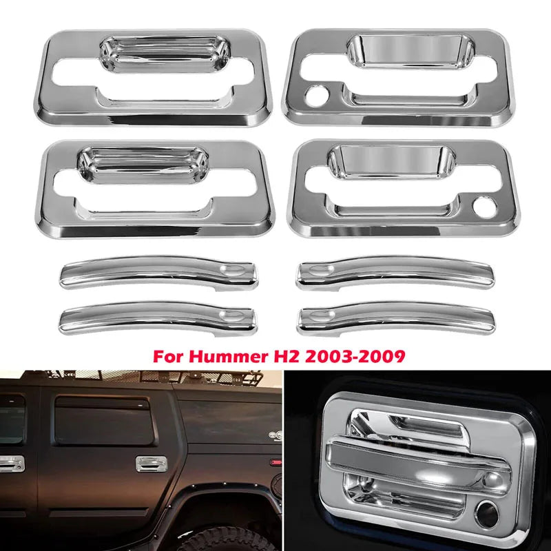 Chrome door handle covers for Hummer H2 vehicles from 2003 to 2009