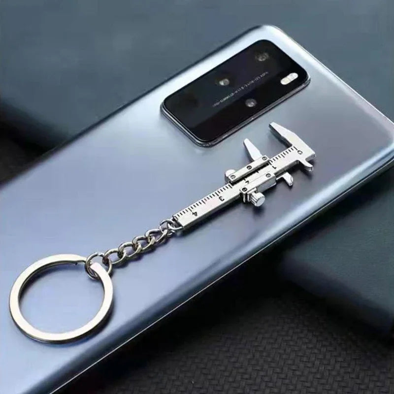 Mini Metal Vernier Caliper Keychain with Ruler