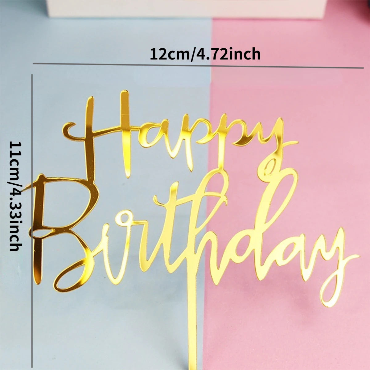 Gold Acrylic Happy Birthday Cake Topper Set (10 Pieces)
