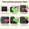 Six steps for a pearl painting operation including checking accessories, using diamond discs, and sticking pearls onto canvas