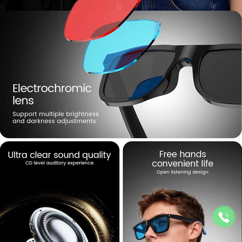 Smart Audio Glasses with AI Translation & Color-Changing Lenses