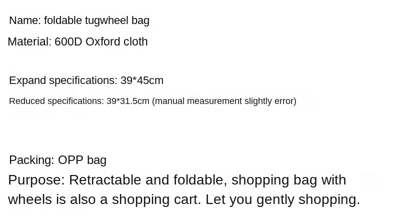 Folding Shopping Cart with Wheels - Oxford Fabric Trolley Bag