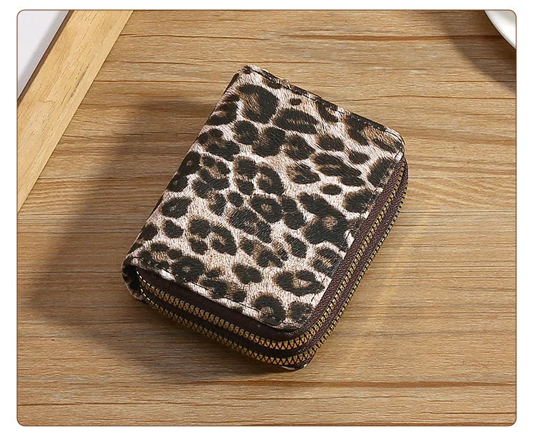 Leopard Print RFID Blocking Compact Wallet
