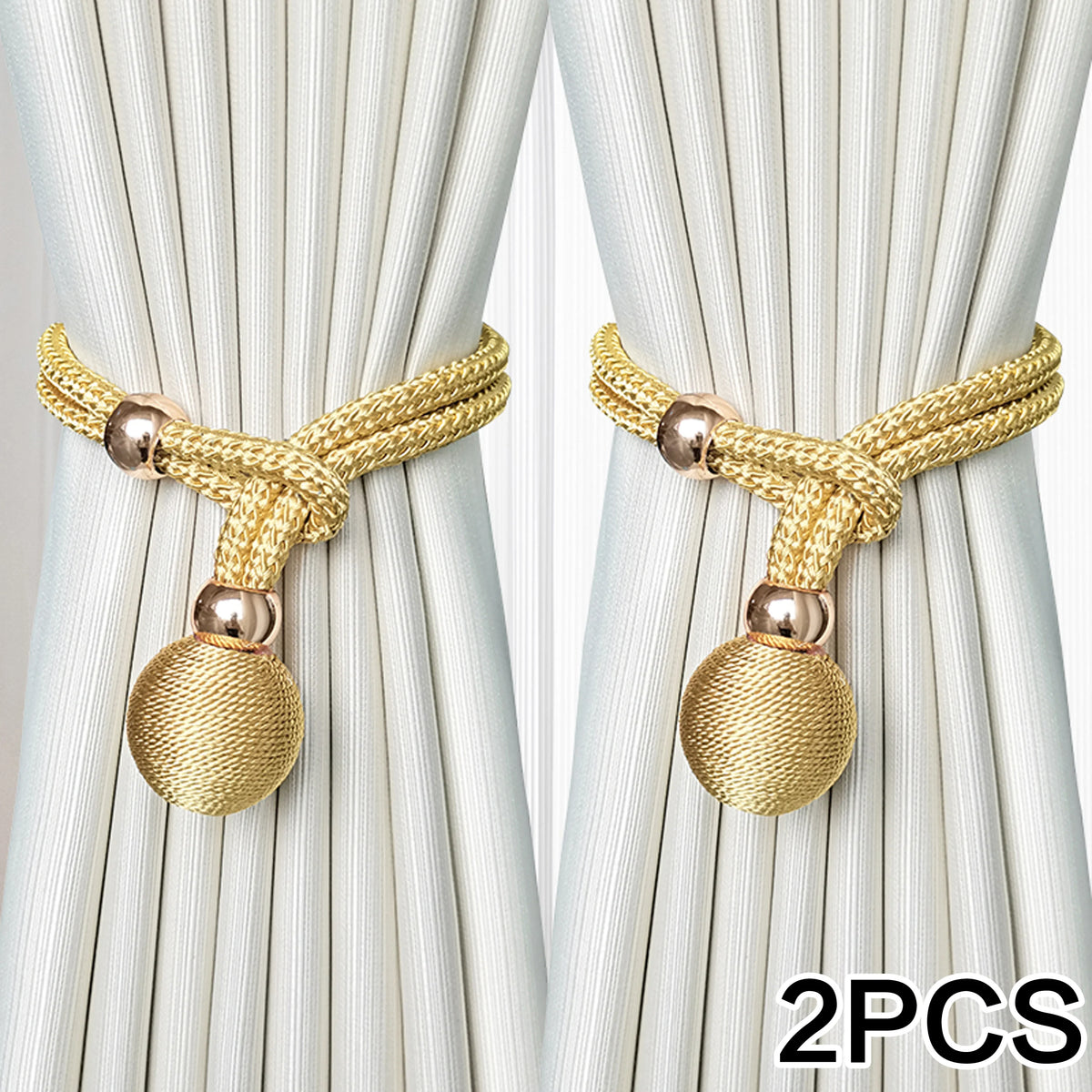 Adjustable French Ball Curtain Tiebacks (Set of 2)