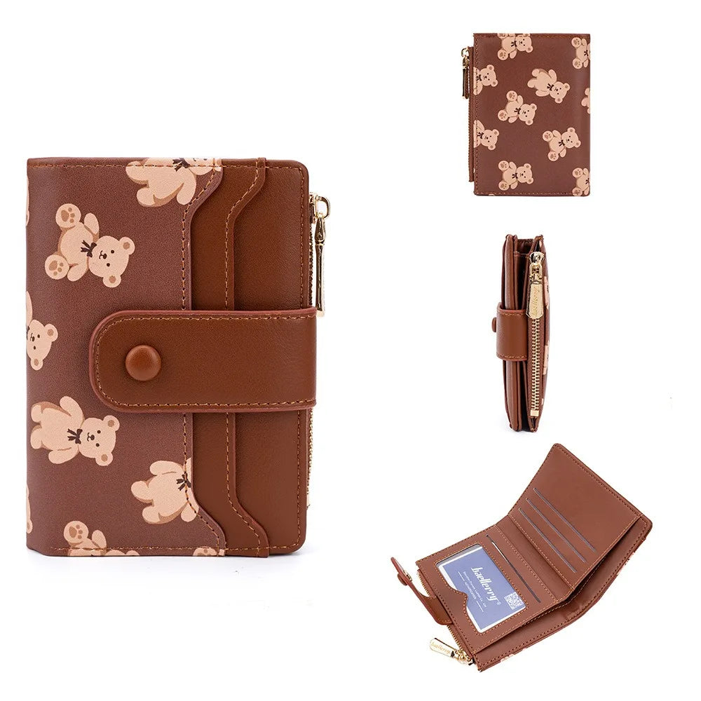 Compact PU Leather Wallet for Women with Card Slots and Coin Pocket