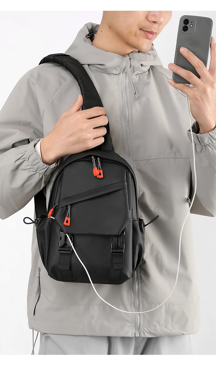 Men's Multi-Pocket Outdoor Chest Bag for Cycling and Hiking
