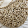 Handwoven Straw Semicircle Crossbody Bag with Tassel