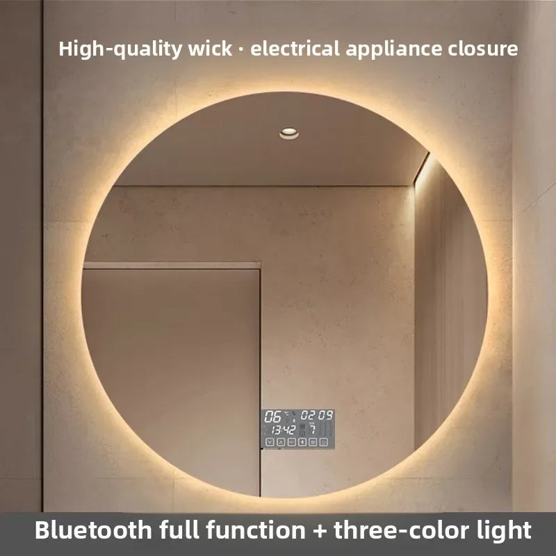 Miroir de Salle de Bains Rond à LED avec Contrôle Tactile Anti-Buée