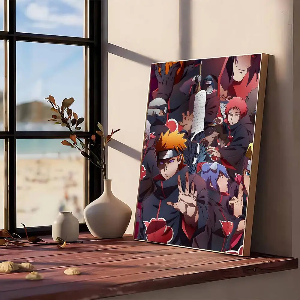 A canvas art print featuring characters in a dark, dramatic style with vibrant colors and intense expressions.