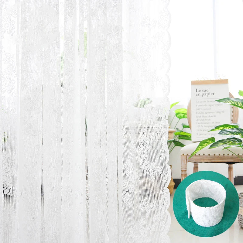 French Lace Sheer Curtains - White Tulle Voile Drapes for Bedroom & Living Room
