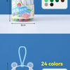 A clear plastic container of washable art markers with 24 colors, shown next to a color palette.