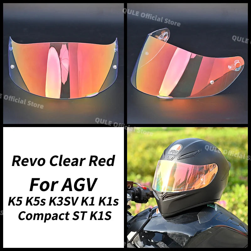Revo Clear Red visor lens shield for AGV K5 K5s K3SV K1 K1s Compact ST K1S motorcycle helmet.