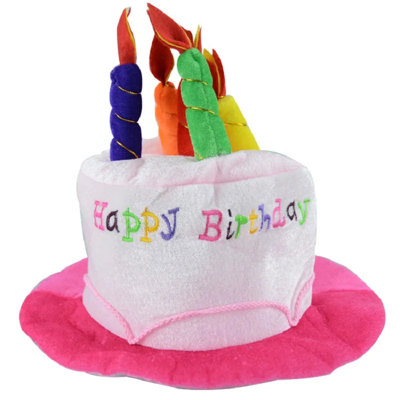 Novelty Birthday Cake Hat with Candle Accent