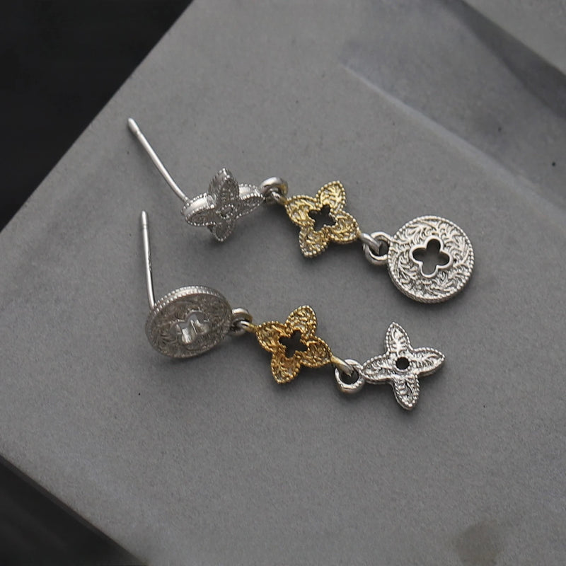 Two-Tone Clover Stud Earrings